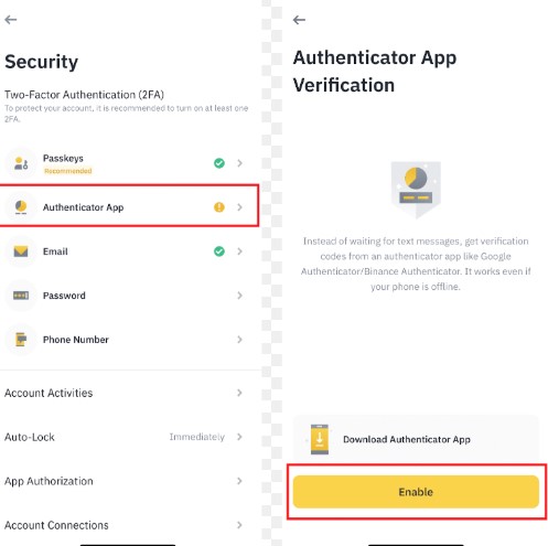 how to enable BInance 2 Factor Authentication